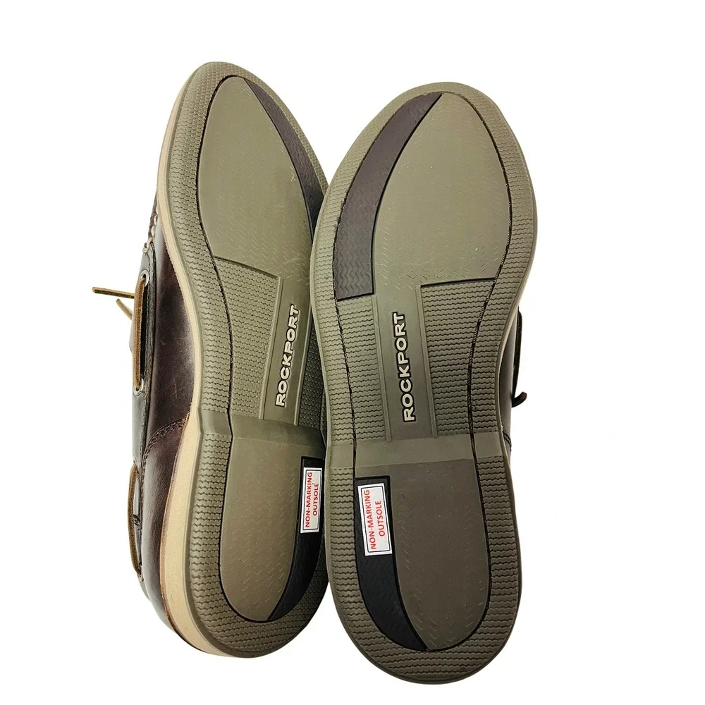 Rockport Perth Boat Shoes 11.5 M Dark Brown Leather Loafers CH1237 Old Money NEW